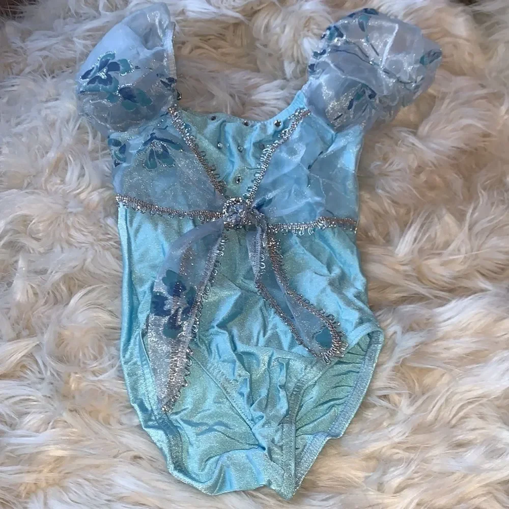 Blue and silver leotard and tulle ballet princess skirt child small halloween